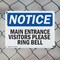 Signmission Main Entrance Visitors Please Ring Bell OSHA Notice Sign, Plastic, 10in W x 7in L, 2PK OS-2PACK-NS-P-710-L-14084 - alternate 6
